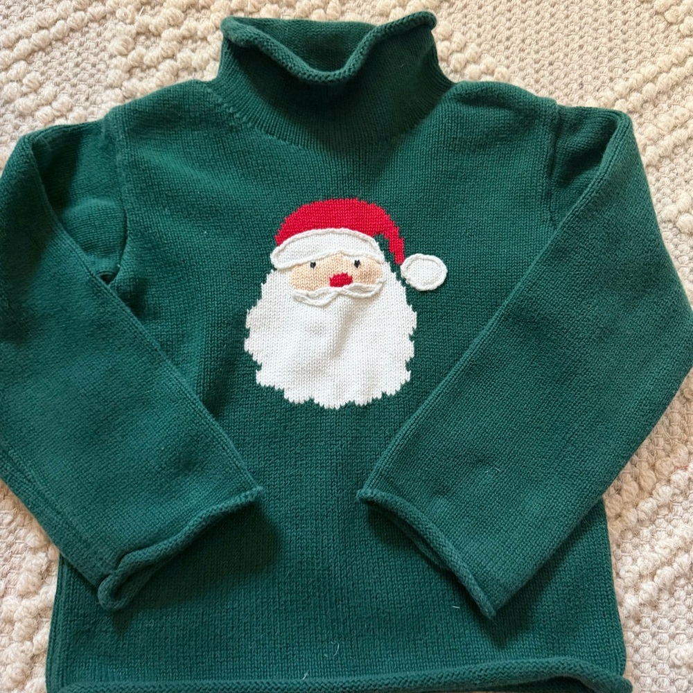 Mud Pie Forest Green Santa Knit Sweater